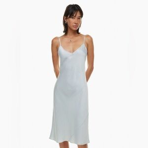 Aritzia Wilfred Only Slip Satin Midi Dress - Baby Blue - L